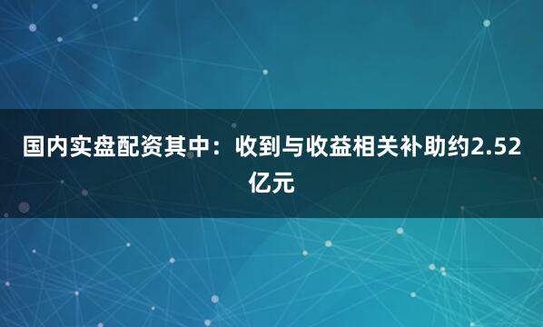 国内实盘配资其中：收到与收益相关补助约2.52亿元