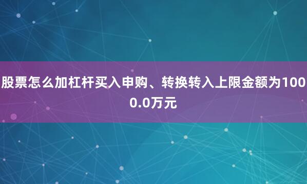 股票怎么加杠杆买入申购、转换转入上限金额为1000.0万元